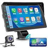 2024 Newest Wireless Apple Carplay&Android Auto,Portable TouchScreen Automatic Multimedia Player,Autoradio with Mirror Link/Siri/FM/1080p Backup Camera/Bluetooth/GPS/Navigation Screen for All Vehicles