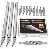 Nicpro 123 Stücke Precision Carving Craft Messer Set, 120 Stücke SK-5#11 Ersatzklingen Skalpell Schnitzmesser für Hobbymesser Bastelmesser DIY Art Work Cutting