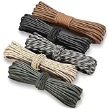 HOVIBU 50m Paracord 4mm, 5 Stück Paracord Schnüre Seil 7 Kern-Strängen, 100% Nylon Cord Hält bis zu 250kg, für Camping, Survival, Outdoor, Hundeleine, Halsband Armband