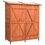 vidaXL Tannenholz Massiv Geräteschuppen Doppeltür Gerätehaus Gartenschrank Geräteschrank Gartenhaus Blockhaus Schuppen 136x75x160cm