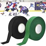 DURANTEY 2 Rollen Schlägertape Eishockey Anti-Rutsch Eishockey Hockeyschläger Tape Wasserdichtes Eishockey Schläger Tape 2.5cm*25m Hockey Griffband Schwarz & Grün Hockeytape für Feldhockey Griff Tape