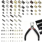 100 Stück Reißverschluss Reparatur Set,Ersatz Reißverschluss Stopper,Reparatur Zzipper,für Jacken Mäntel Zelte Taschen Gepäck,5Farbe 4Spezifikation,Mit 1Installieren Sie Zangen