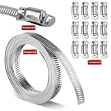 5 Meter Schlauchschellen Edelstahl, Einstellbare Schlauchschellen Endlos 304 Edelstahl, Schlauchklemmen für Wasser Gas Rohr/Automobil/Unterdruckschlauch Schlauchschellen Set (5 Meter)