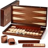 Handgefertigtes Backgammon-Set aus Holz, 40,6 x 38,9 cm, übergroße Teile, aufwendige Schnitzereien, Premium-Reise-Spielbrett für Erwachsene und Kinder