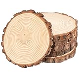 Homewit Holzscheiben 6 Stücke Holz Log Scheiben 18-20 cm Ungebohrte Holzkreise ohne Loch Runde Naturholz Baumscheiben Ca.15mm Dicke für DIY Basteln Hochzeit Weihnachten Dekoration Baumscheibe