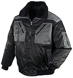 securesse Pilotenjacke 4 in 1-Funktion warme Winterjacke Arbeitsjacke Outdoorjacke, schwarz anthrazit, Größe L