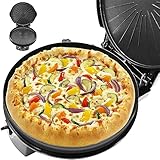 Pizzaofen 1200W Elektrischer Pizza Maker bis 320°C Pizzamaker Durchmesser 33cm Backofen Signallampe 15-Minuten-Timer für Selbstgemachte oder Tiefkühl-Pizza Quiche oder Wraps (Schwarz)