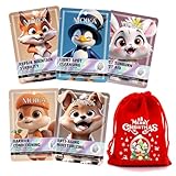 5 Stück Weihnachten Gesichtsmasken, Tuchmaske Weihnachten, Tiere Gesichtsmaske Teenager Mädchen, Hydratisieren, Aufhellen, Beruhigen, Weihnachtsgeschenke für Frauen Masken