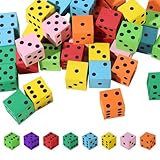 50 Stück Schaumstoffwürfel, 2 cm Flüsterwürfel Farben, Schaumstoffwürfel, Würfel Schaumstoff, Farbwürfel für Geschenk Junge Mädchen, Geburtstagen und Anderen Feiertagen