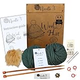 Needle It® Strickset Mütze komplett dunkelgrün -...
