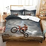 XiaopangXY Motocross Bettwäsche Mit Kissenbezüge: 80 X 80cm, Dirt Bike Bettdeckenbezug Luxus Bettbezug Wärme Duvet Set Komfortabel Bed Linen Set Für Jungen & Mädchen King（220x240cm）
