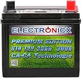 Electronicx Premium Rasentraktor Batterie 12V 30Ah Aufsitzrasenmäher Akku Rasenmäher Pluspol Rechts, Starterbatterie für Rasenmähertraktor Aufsitzmäher, 30 Ah U1R