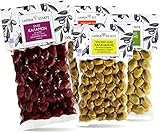 Lamda Estate - frische Oliven Probierset, griechische Oliven Probier Paket 1Kg, Kalamata und grüne Olive