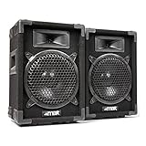 MAX MAX8 - Passives PA Lautsprecher Set, 400 Watt mit 8 Zoll Tieftöner, Partybox mit Griffe, Passive DJ Partylautsprecher, Disco Lautsprecherbox in Schwarz