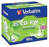 Verbatim CD-RW 700 MB, 10er Pack Jewel Case, CD Rohlinge beschreibbar, 52-fache Brenngeschwindigkeit mit langer Lebensdauer, leere CDs, Audio CD Rohling rewritable, CD leer