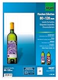 SIGEL DE160 Flaschenetiketten, 20 Stück, hochweiß, für InkJet-Drucker (A4 Papier, hochglänzend, 80 x 120 mm), zum Selbstgestalten von Geschenken