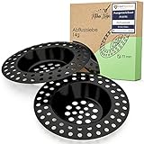 Kitchen Helpis® 2X Abflusssieb schwarz für ALLE ABFLÜSSE geeignet, extra schwer -14g-, kein Hochschwemmen, aus rostfreiem SS304 Edelstahl, schnell ablaufend, Sieb für Spülbecken oder Haarsieb