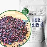 Getrocknete Heidelbeeren Stücke | 100% Vaccinium Myrtillus Wilde Heidelbeeren Gefriergetrocknete Früchte | Wilde Blaubeeren Pulver Heidelbeer Fruchtpulver Gefriergetrocknet Freeze Dried Blueberry