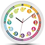 K&L Wall Art Lautlose Kinder Wanduhr Lernuhr Uhr für Mädchen und Jungen Kinderwanduhr 30cm Durchmesser (Regenbogen)