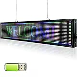 VEVOR LED Laufschrift 40x8 Inch LED Scroll Display Programmierbar RGB LED Leuchtschild LED Scrolling Sign Ladenschild Werbetafel Leuchtreklame PC, USB, Smartphone 101 x 20 x 5,5 cm
