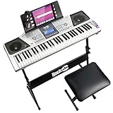 RockJam 61 Key Keyboard Piano Kit with Digital Piano Bench, Electric Piano Stand, Headphones Note Stickers & Simply Piano Lessons