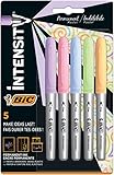 BIC Intensity Pastell Marker, in 5 verschiedenen Pastellfarben, mit mittlerer Rundspitze, schnelltrocknend und geruchsarm