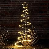 Spetebo LED Spiral Tannenbaum Gartenstecker - 130 cm - Deko Weihnachtsbaum mit Lichterkette - Außen Garten Weihnachtsdeko mit Strom Stecker