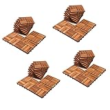 Joparri 44er Pack Holzfliesen für Balkon 30x30 cm - 4 m²- Terrassenfliesen aus Akazien-Holz - Drainage Bodenbelag Holzboden Klicksystem Balkonfliesen Patio & Balkon