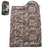 Schlafsack zum Campen | Camouflage-Schlafsack mit Kompressionssack | Wetterfester Outdoor-Schlafsack für Rucksackreisen, Wandern und Camping