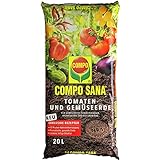 COMPO SANA Tomaten- und Gemüseerde mit 12 Wochen Dünger für alle Gemüsekulturen, Kultursubstrat, 20 Liter, braun