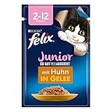 FELIX So gut wie es aussieht Junior Kittenfutter nass in Gelee, mit Huhn, 26er Pack (26 x 85g)