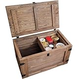 weeco Holztruhe mit beweglichem Regal und Rädern, Holzkiste mit Schiebeschublade, Schatzkiste aus Holz, Aufbewahrungsbox klappbarem Deckel 80x47x45cm, 24kg, wenge