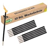 Nico Feuerwerk® 10 Stück Wachsfackeln, Brenndauer 90 Min. I hochwertige Fackeln aus Wachs mit Handschutz für Erwachsene & Kinder I Garten-Fackel für Outdoor Party, Event, Nacht-Wanderung