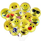 Yizhet Folienballon Smiley, 24pcs Helium Ballons Smiley für Party Deko, Hochzeitsdeko, Luftballon Girlande, Emoji geburtstagsdeko