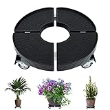 YRHome Pflanzenroller Ø 39-52cm Einstellbar Blumenroller Pflanzenroller für Außenbereich Innenbereich Blumentopfständer auf Rollen Rollbrett Rund Tragkraft 300 kg Für Hausgarten Blumentopf Schwarz