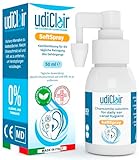 Ohrenspray gegen Ohrenschmalzpfropfen 50 ml - UdiClair SoftSpray - Entfernung von Ohrenschmalz und Ohrenreinigung für Erwachsene Kinder und Senioren - Isotonische Lösung mit Kamille Made in Italy