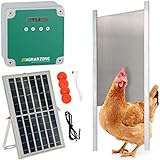 Agrarzone automatische Solar Hühnertür Hühnerklappe mit Schieber 30 x 40 cm | Türöffner Hühnerstall mit Zeitschaltuhr & Lichtsensor | 230V, Batterie & Solar | Hühnerstall-Tür für sichere Hühnerhaltung