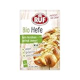 RUF Bio Hefe, ohne Emulgator und ohne Anrühren, Trockenhefe für Pizza, Brot, Datschi, Hefezöpfe, Kuchen & mehr, glutenfreie Trockenbackhefe, 3 x 9 g