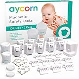 Aycorn Magnetisches Schrankschloss für Kinder & Babys - Kindersicherung Schrank, Schubladen - Schranksicherung Baby ohne Bohren - Einfache Montage mit BONUS Video - 10 Schlösser, 2 Schlüssel