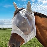 Harrison Howard CareMaster Pferde Fliegenmaske Halbes Gesicht Extra Wolle Schutz-Mondschein Silber