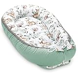 Pepi Babynest Tragegriff - Sicher und Komfortabel Baby-Kokon für Neugeborene - Handmade - Nestchen für Baby - Hergestellt aus 100% Baumwolle - Warmes Babynestchen (mit Velvet, Green Groove)