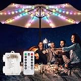 Sonnenschirm Lichterkette,KINGCOO 104LED Regenschirm Hängende Lichter Außen und Innen Dekoleuchte Beleuchtung Lichtbänder mit Fernbedienung Timer Batteriebetrieben für Campingzelte Garten(Mehrfarbig)