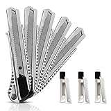 SANAWATEC 5x Cuttermesser 18mm + 30x SK5 Abbrechklingen, Teppichmesser profi, Cuttermesser Profi aus Aluminium, mit Gummigriff, Robust und Ultrascharf, für Heimwerk & Gewerbe