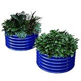 Upgrade Rundes Hochbeet, 43,2 x 61 cm, Urban Vegatable Gartenbeete, erhöhter Pflanzkasten, Gartenkit, verzinktes Hochbeet für Furits, Kräuter, Kobaltblau, 2 Stück