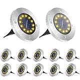 GREPRO Garten Solarleuchten für Außen 12 Stück, 12 LEDS Solar Bodenleuchten Aussen, IP65 Wasserdicht Solarleuchten für Außen für Rasen/Auffahrt/Gehweg/Patio/Garden Solarleuchte