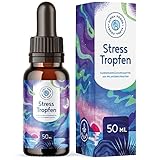 Stresstropfen - natürliches Stress-Management & Entspannung mit Myo-Inositol, Zink, adaptogenen Kräutern, Wurzeln & Pilzen wie Schisandra, Rosenwurz, Reishi, Ashwagandha & B12 - vegan - 50ml Tropfen