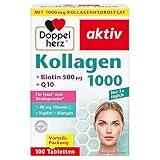 Doppelherz Kollagen 1000 + Biotin + Q10 - Mangan und Kupfer tragen zur normalen Bindegewebsbildung bei - 100 Tabletten