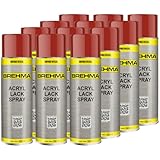 BREHMA 12x Acryl Lackspray Ral 3000 Feuerrot glänzend Lack Farbe Sprühfarbe 400ml