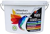 RyFo Colors Silikonharz Fassadenfarbe 12,5l (Größe wählbar) - hochwertige Silikon Außen-Farbe-Dispersion, weiß, abtönbar, wasserabweisend, Abperleffekt, Wetterschutz, hohe Deckkraft, lösemittelfrei