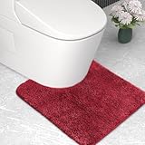 wyewye Mikrofaser-Badvorleger, WC-Vorleger, 2 cm, super dicker Badteppich, super saugfähig, 50 x 50 cm, U-Form, Rot